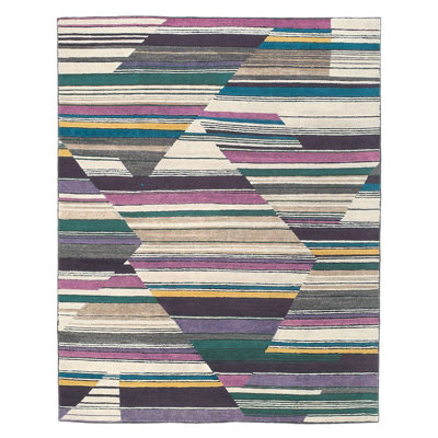 Geometric Area Rug in Black/Purple