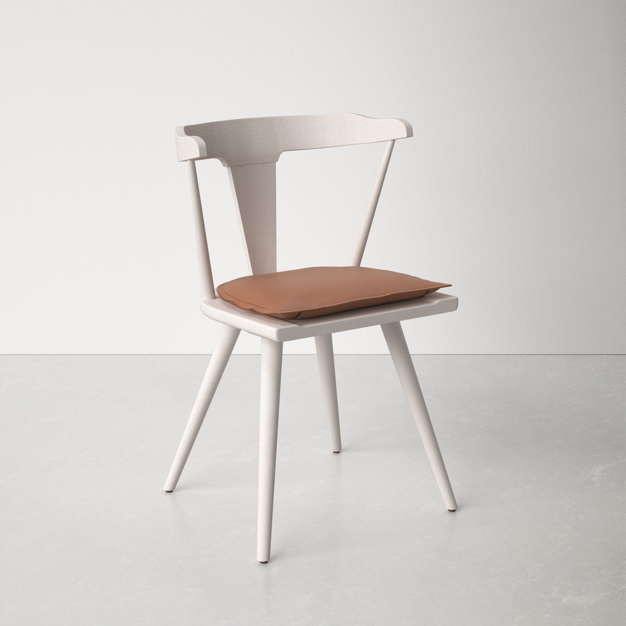 Lodi Dining Chair With Cushion, White, Whiskey Saddle