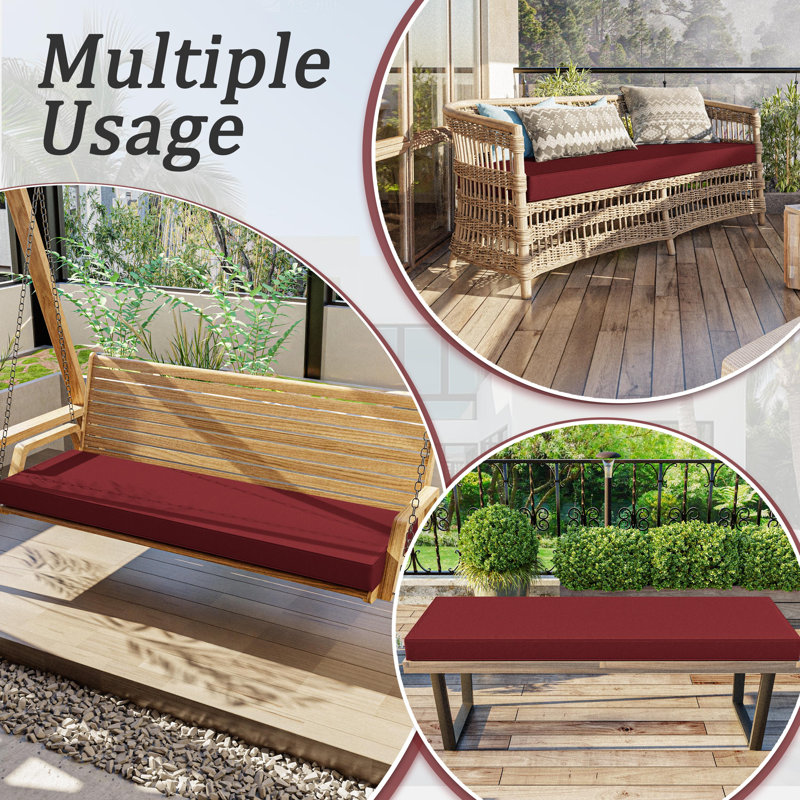 Outdoor 3.5'' Bench Seat Cushion, Available In 5 Sizes, 36" W x 18" D, Burgundy