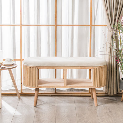 Banc de rangement en velours et bois Dowdell