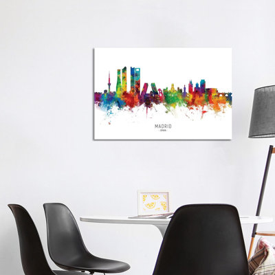 «Madrid Espagne Skyline» par Michael Tompsett, impression sur toile tendue