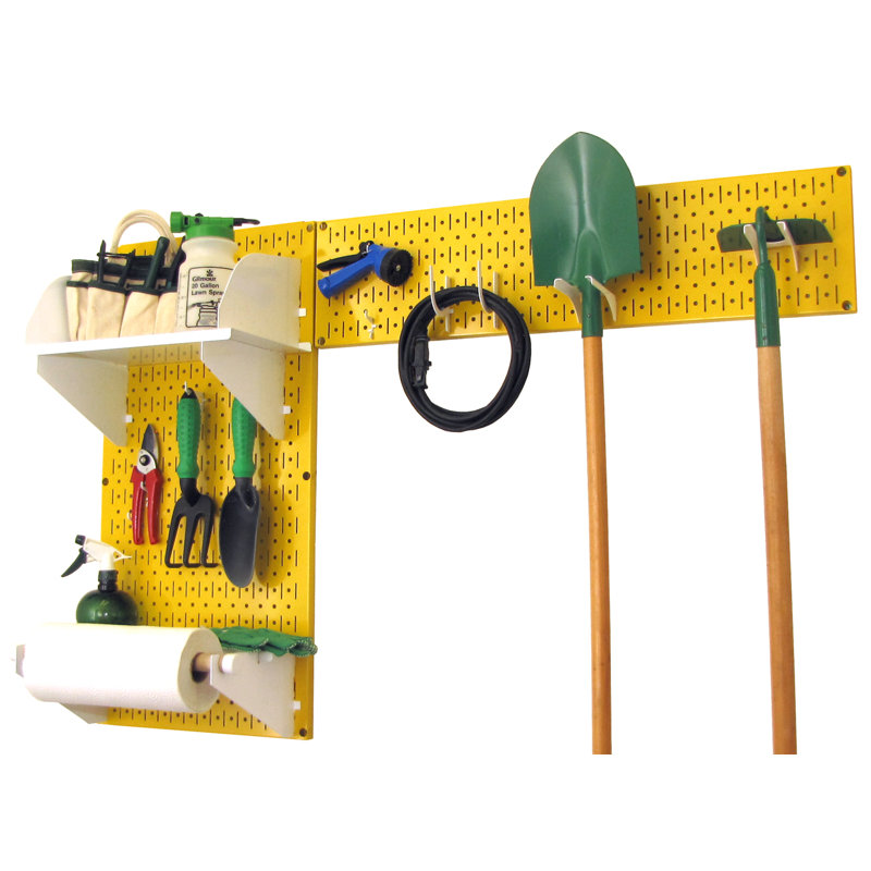 Ensemble de rangement de panneau perforé pour outils de jardin Rylan, Jaune / blanc