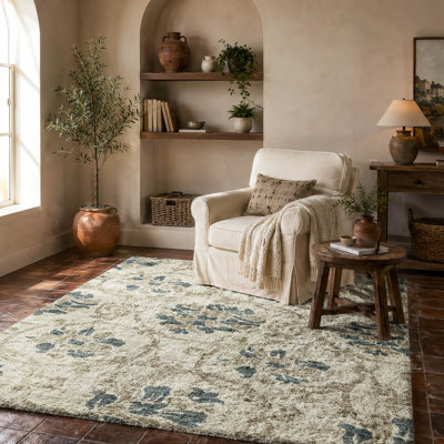 Tapis Dream Shag ADS766 de qualité supérieure, lavable à la machine et à motif floral