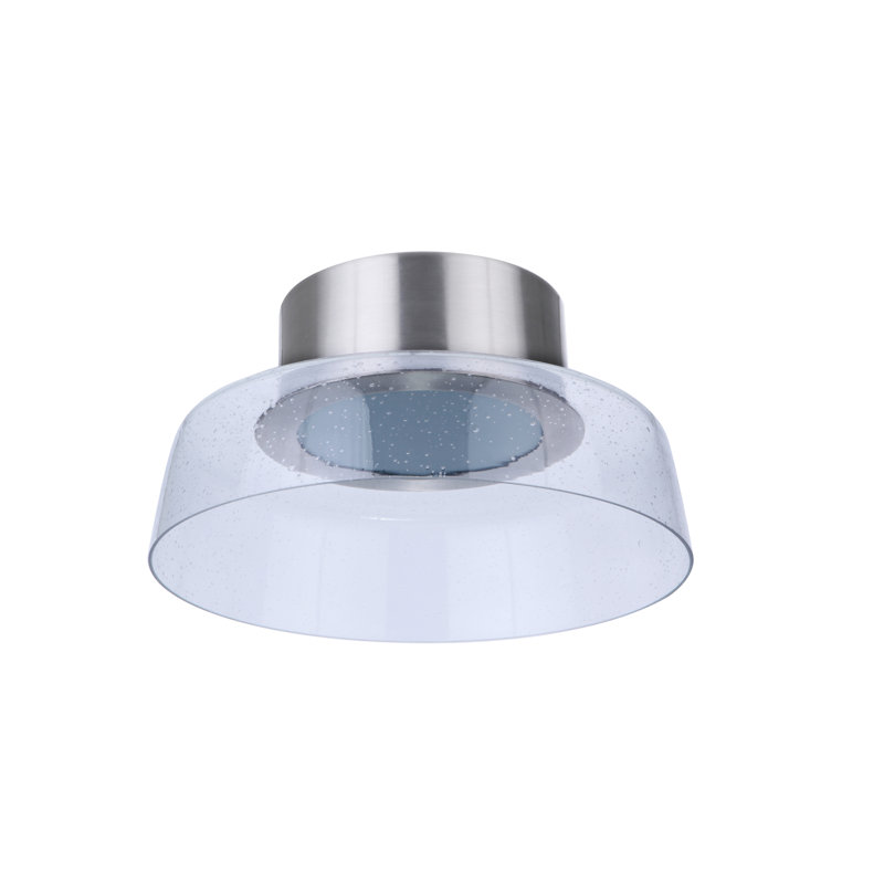Talisha Glass LED Semi Flush Mount, Nickel, 6.8" H x 13.75" W x 13.75" D