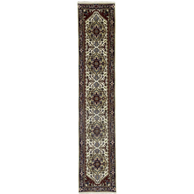 Whalley Oriental Handmade Hand-Knotted Runner 2'5"" x 12'3"" Wool Area Rug in Cream -  Darby Home Co, DB59F279F1A84683AA2378A0A9AF8AB8