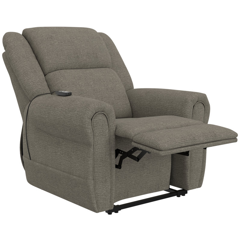 Glema Power Lift Lay Flat Recliner With Power Headrest, Therapeutic Heat & Massage And Nanobionic Fabric, Gray