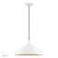 Luminaire suspendu en forme de cône doré 1 lumière avec accents en laiton poli et abat-jour en aluminium doré doux avec intérieur blanc-2051795162