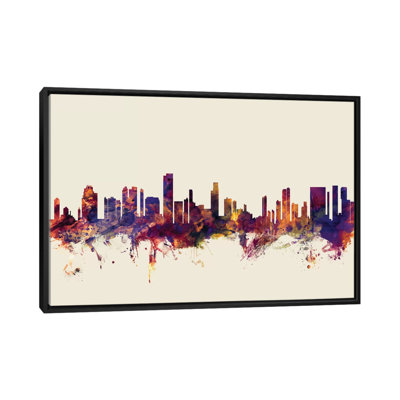 Reproduction d'art sur toile tendue Skyline Series: Honolulu, Hawaii, USA sur beige