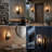 Modern Industrial Outdoor Wall Sconce, Matte Black Metal Lantern with Handmade Clear Glass Shade