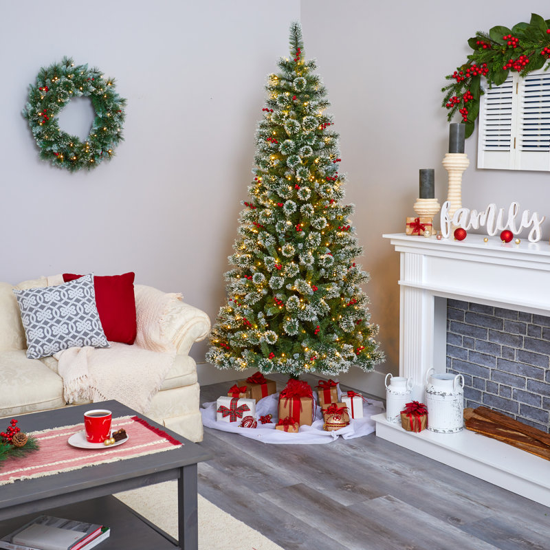 Lighted Artificial Christmas Tree, 7' H