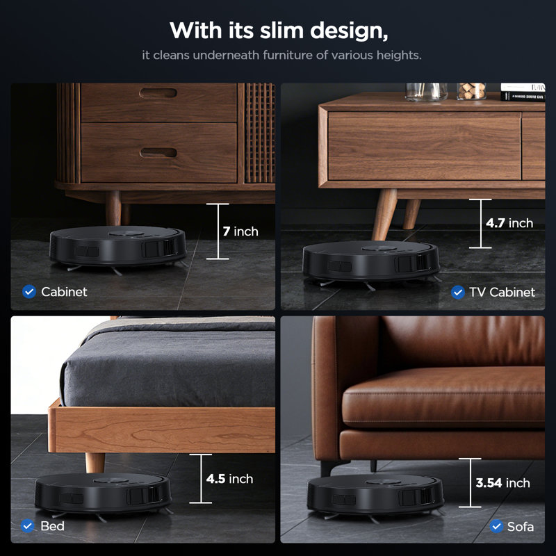 2-in-1 Robot Vacuum and Mop Combo with 8000Pa Suction, Ultra-Thin, 120-Min Runtime, Self-Charging, App & Remote Control