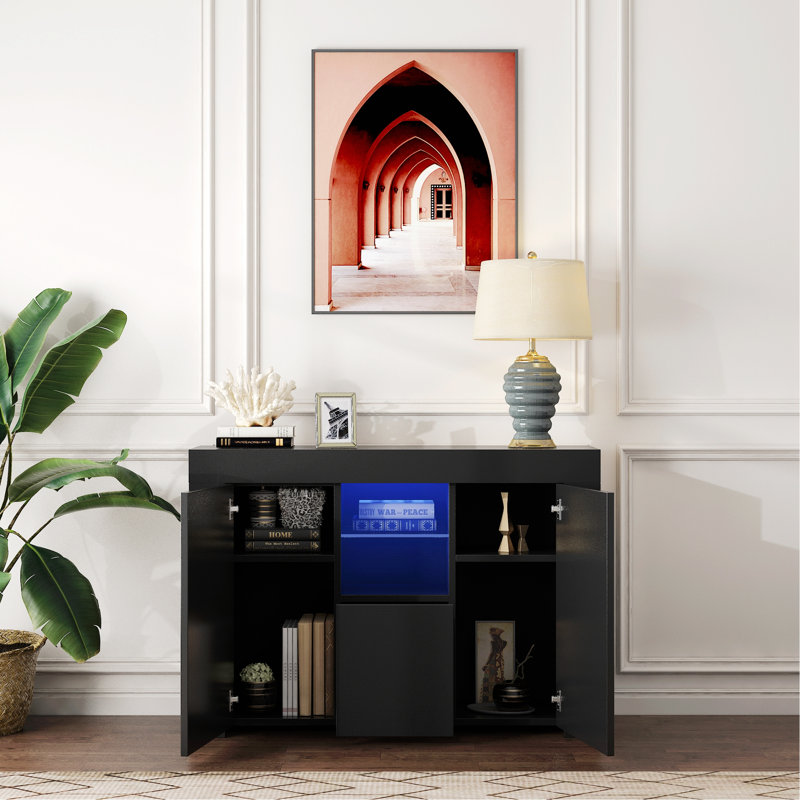 Crédence de rangement l 45,67 po Kazik, Noir