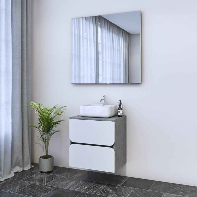 Meuble-lavabo simple 23,6 po avec dessus Kaydin, Béton