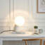 Lampe de table incurvée à DEL crème 8 po avec abat-jour en verre givré Vino et port USB-C Vino-1959288513