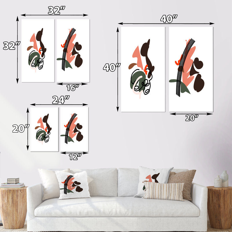 «Scandinavian Abstract Geometric Typographie XVII», ensemble de 2 impressions, Toile tendue, H 32 po x l 32 po x P 1 po