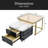 2-In-1 Square Nesting Coffee Table With Wheels & Drawers, Stackable Side Table With High Gloss Marble Grain Top, End Table Set With Brown Tempered Glass For Living Room-806633950