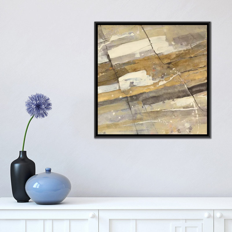 Reproduction d'art sur toile tendue Gold Streak, H 18 po x l 18 po x P 1,5 po, Toile avec cadre noir, Pas de tapis