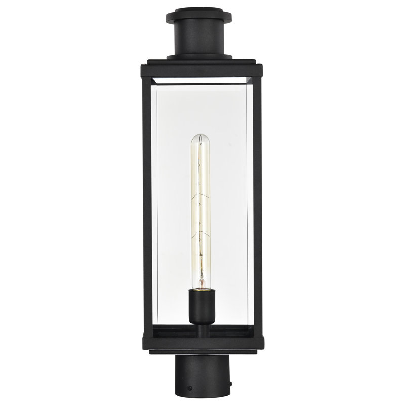 Luca - Outdoor Post Lantern - Sand Black Finish - Clear Beveled Glass
