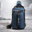 Blue Nylon Sling Bag, 12 Inch Lightweight Crossbody Chest Daypack with Earphone Hole for Hiking