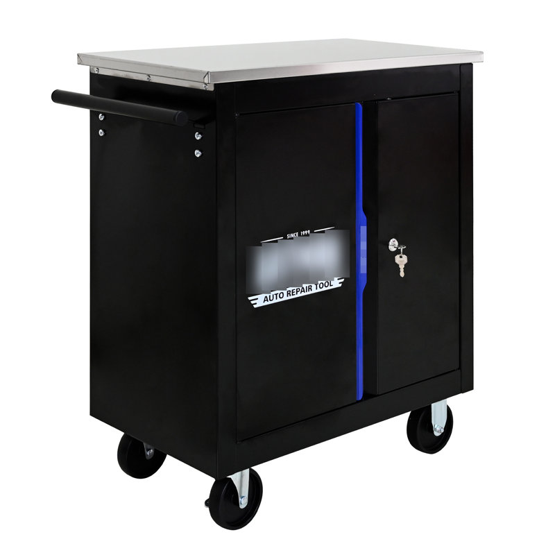 Chariot à outils noir et bleu avec comptoir de 46,08 lb et 25,98 po de hauteur