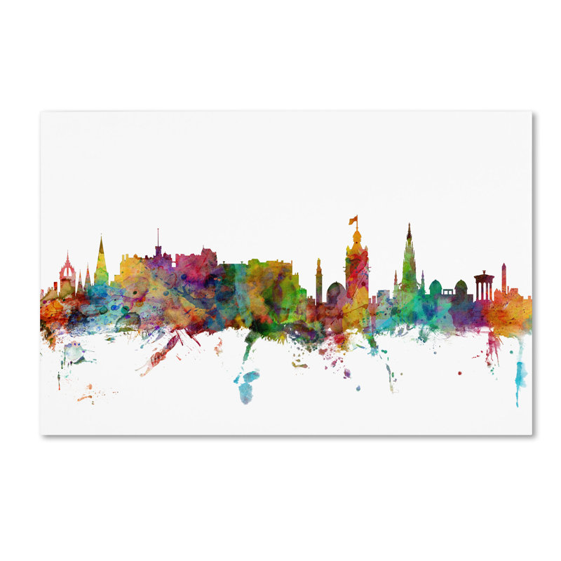 Impression sur toile tendue, "Tyansha", Edinburgh Écosse Skyline II "par Michael Tompsett, H 30 po x l 47 po x P 2 po
