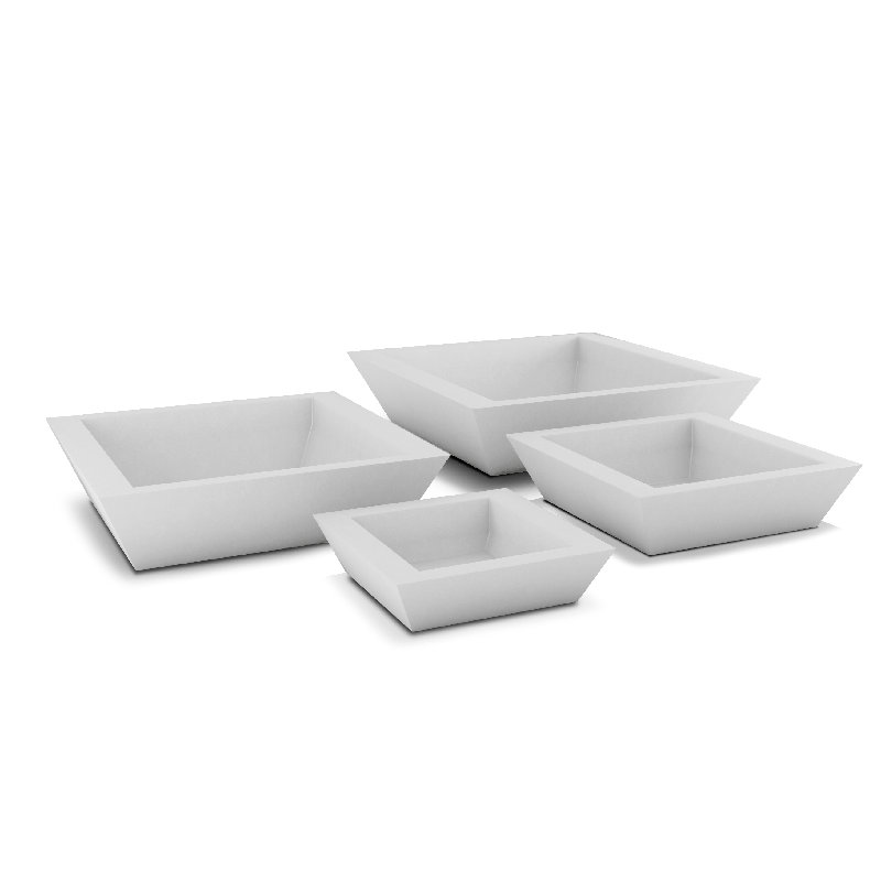 Newport Shallow Concrete Planter , White, 4.5" H x 18" W x 18" D
