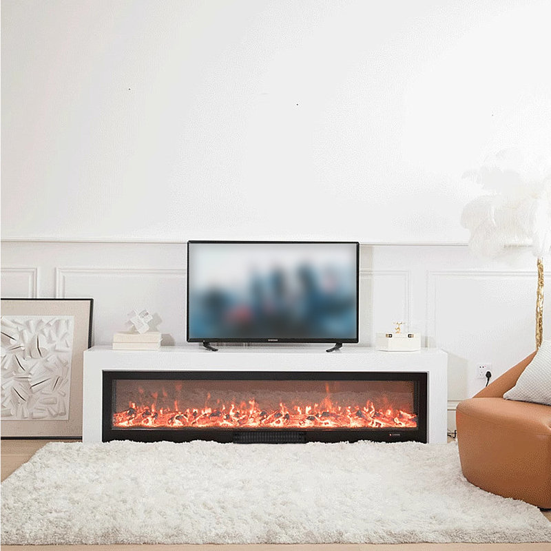 Meuble télé Rock Flab Fireplace, Blanc, 59.06"