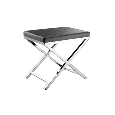 21" Charcoal and Silver Faux Leather Vanity Chair