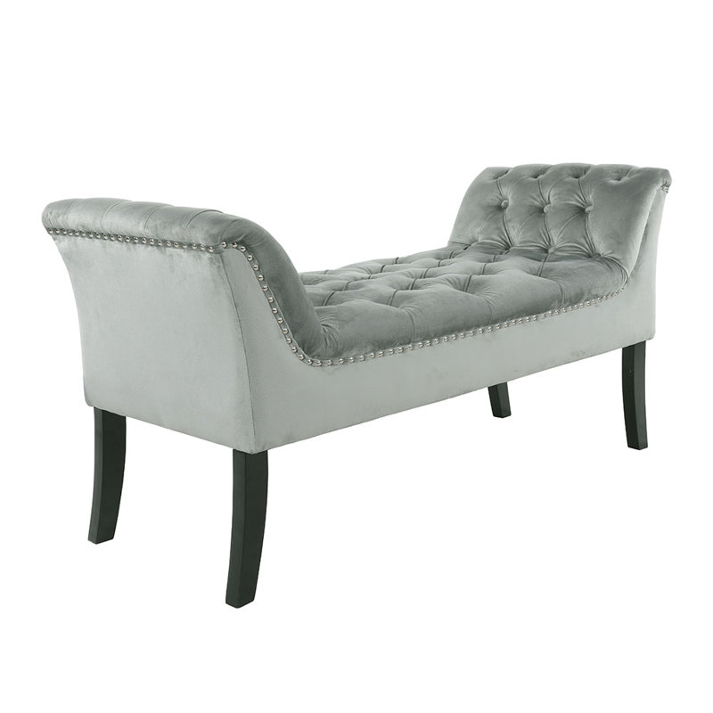 Lutsen Velvet Upholstered Bench, Grey
