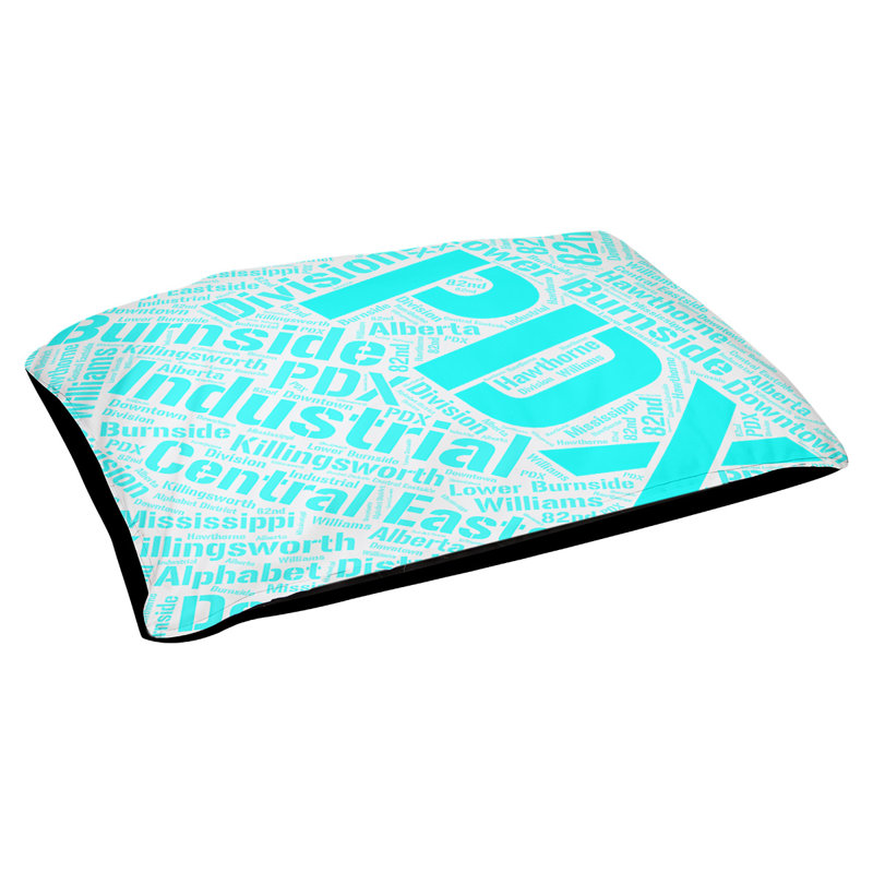 Coussin de chien « districts », Cyan, Grand (l 40 po x P 30 po x H 14 po), Portland