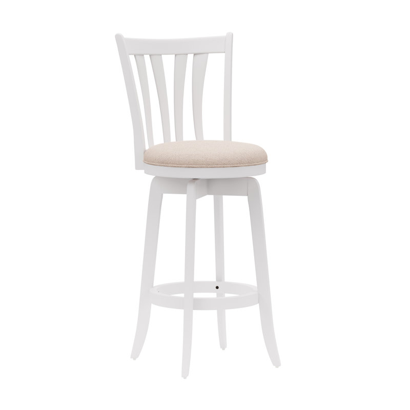 Asharn Swivel Upholstered Counter Stool, Black Leather, Bar Stool (29.5" Seat Height)