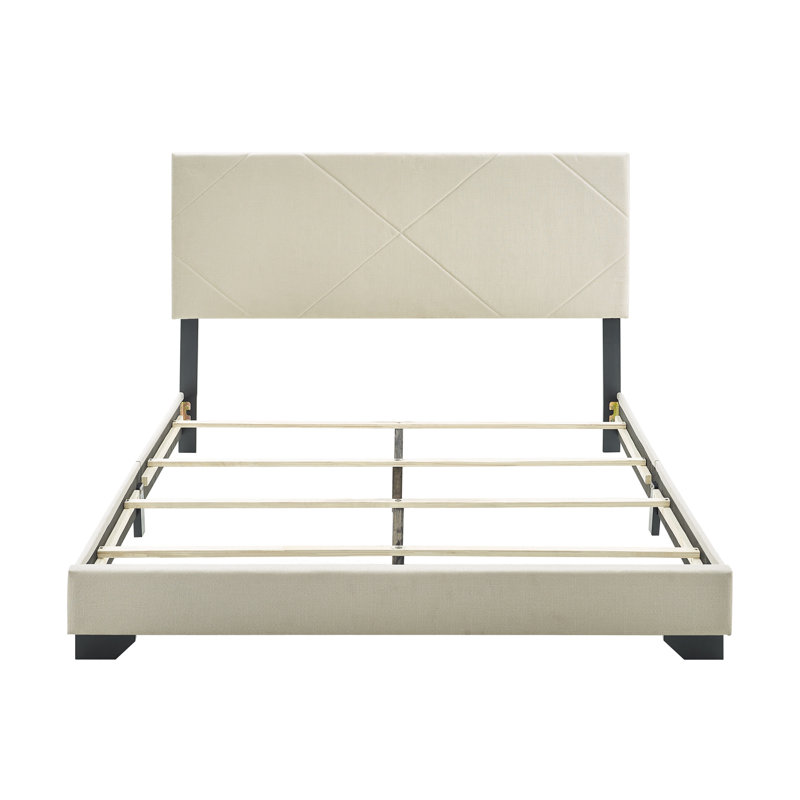 Lit plateforme tapissier Landsford, Grand, Beige