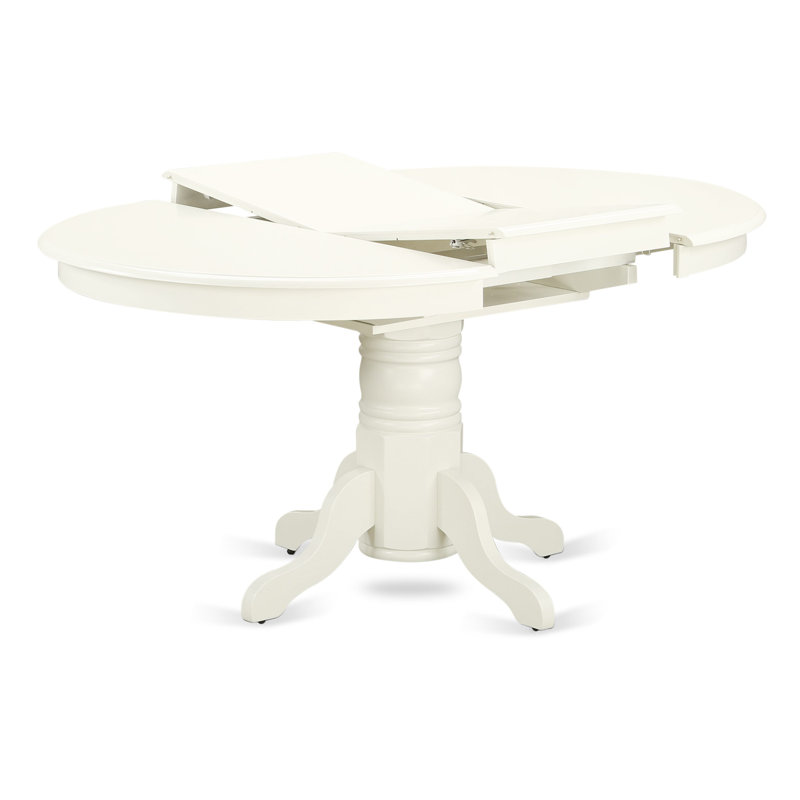 Ensemble de table de salle à manger 7 pièces comprenant une table de cuisine ovale avec rallonge amovible et 6 chaises, lin blanc