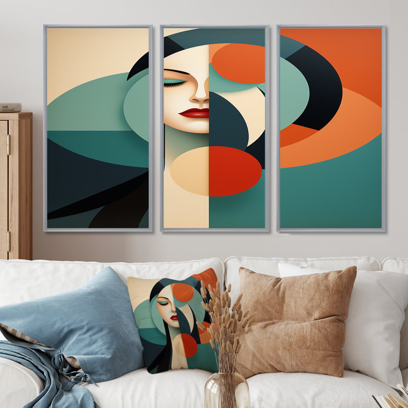 Ensemble de salon Mid Mid Century Lady, H 28 po x l 36 po x P 1 po, Encadrement argenté