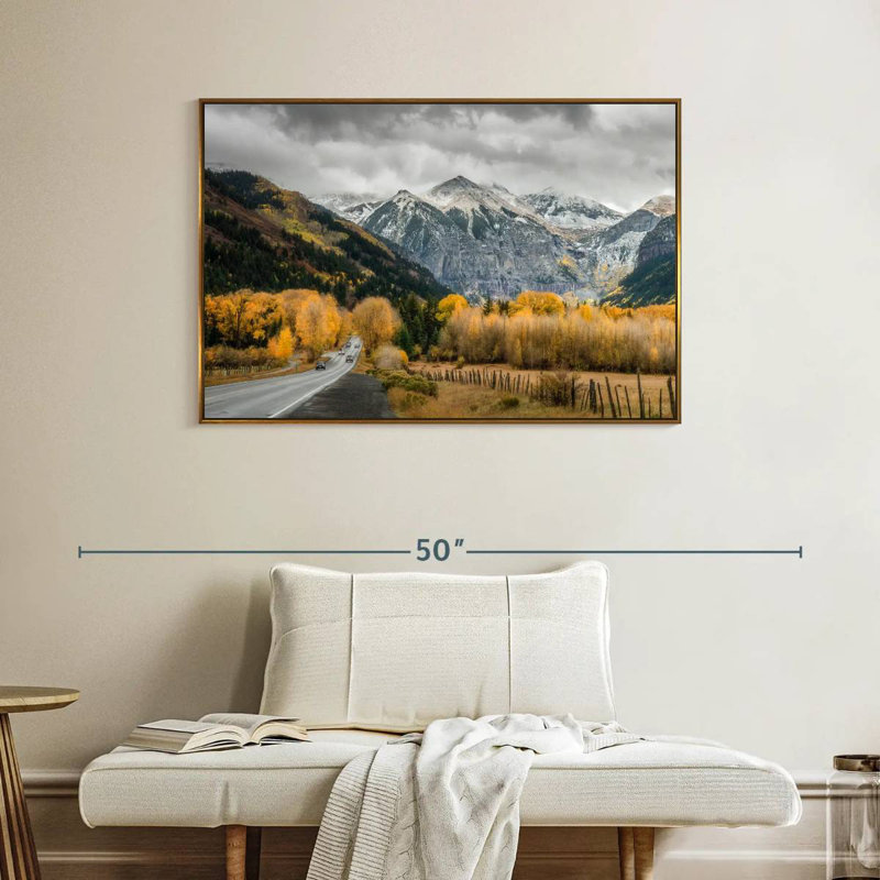 Route d'automne à Telluride, Cadre flottant doré, 40 po x 27 po