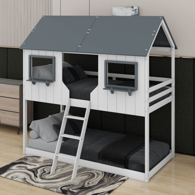 Twin Over Twin Bunk Bed Wood Bed