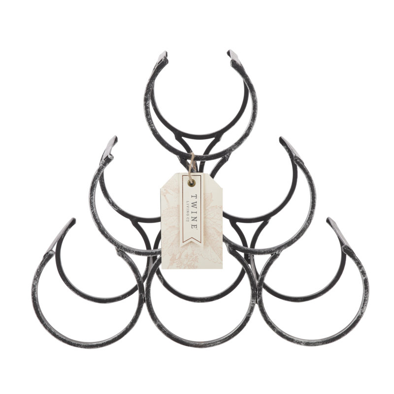 Black Cast Iron Vintage Style Wine Rack, Holds 6 Bottles