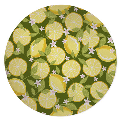 Lemon Days Low Pile Carpet Straight Round Chair Mat -  KAVKA DESIGNS, MWOMT-17299-5X5-KAV2469