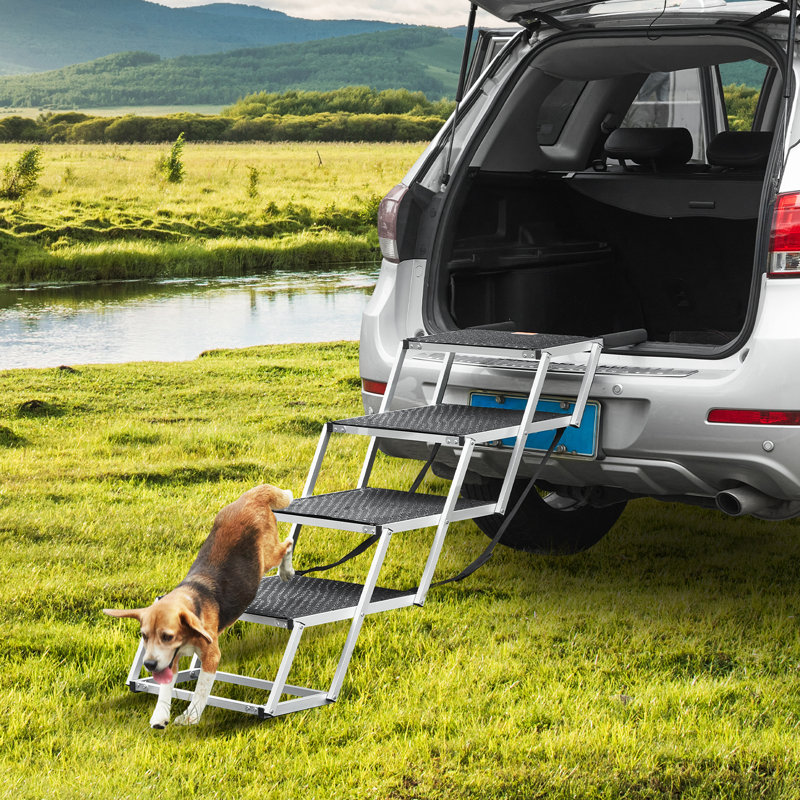 Black Aluminum 4-Step Folding Dog Car Ramp