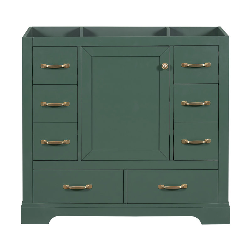Meuble-lavabo 36 po sans lavabo, base d'armoire seulement, six tiroirs, diviseur de tiroir multifonctionnel, tablette réglable