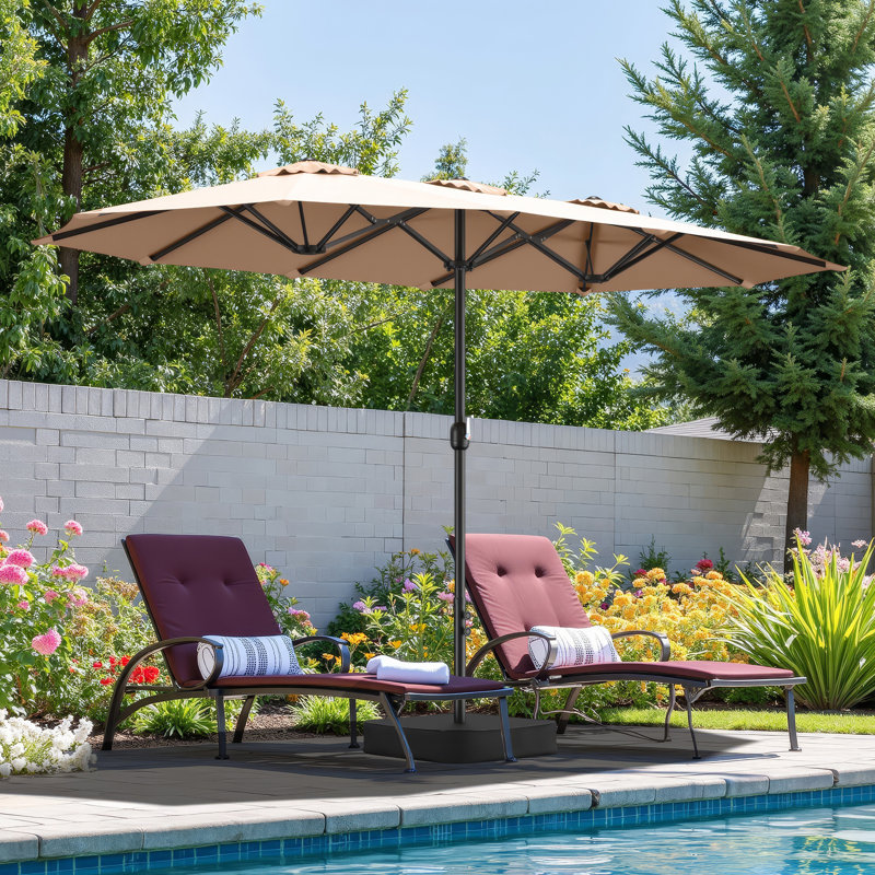 Parasol de marché rectangulaire avec base Yoko 15 pi x 9 pi, Beige
