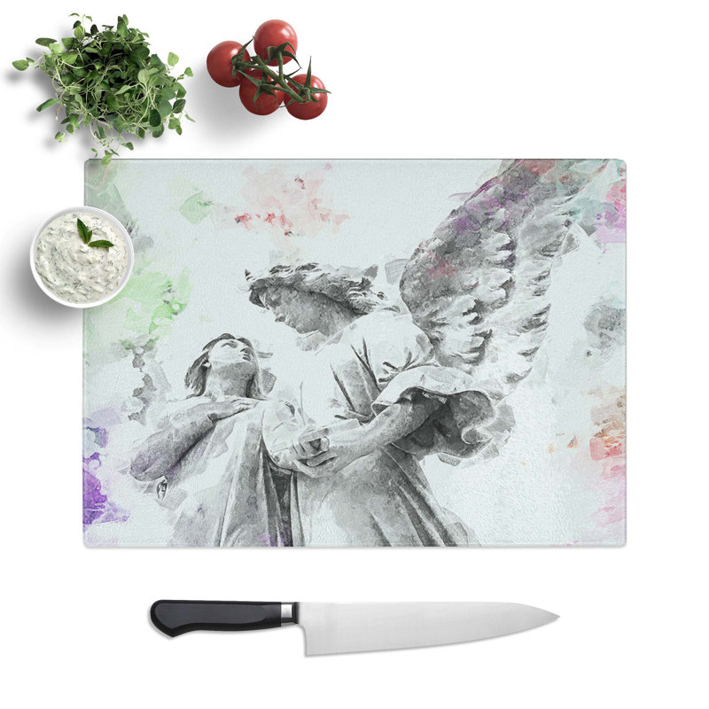 Tempered Glass Angel Statue Chopping Board, 39 cm W x 28.5 cm L