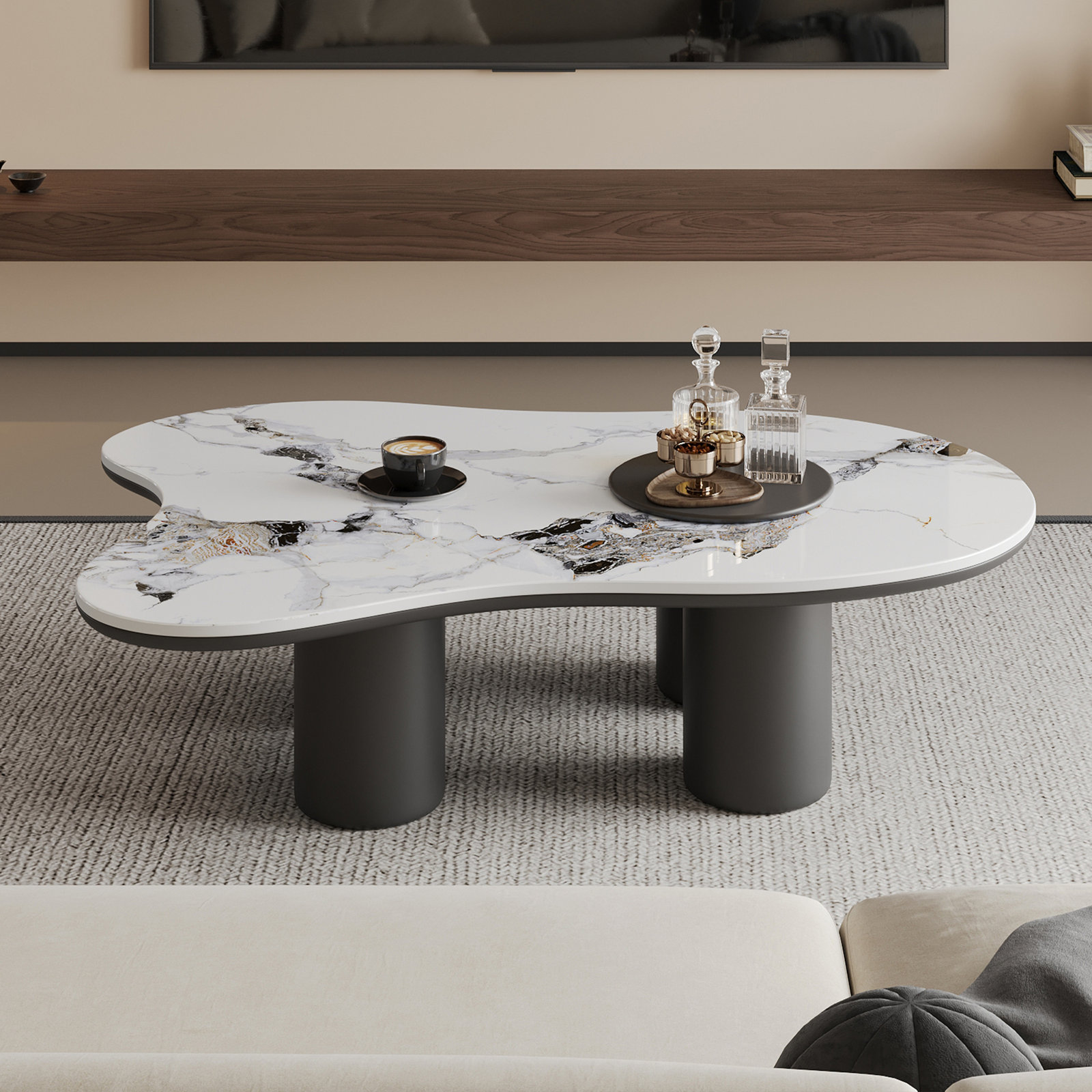Masiyah Cloud Coffee Table, White/Black