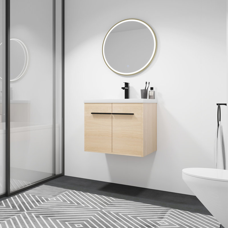 Meuble-lavabo de salle de bain avec lavabo (chêne)