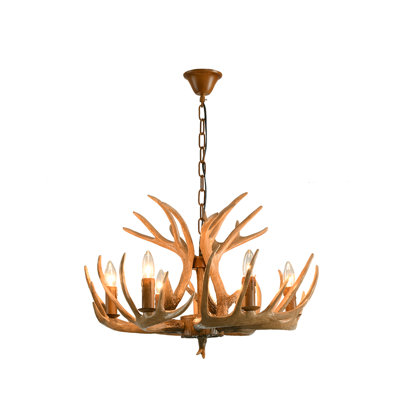 6-Light Retro Resin Antler Chandelier