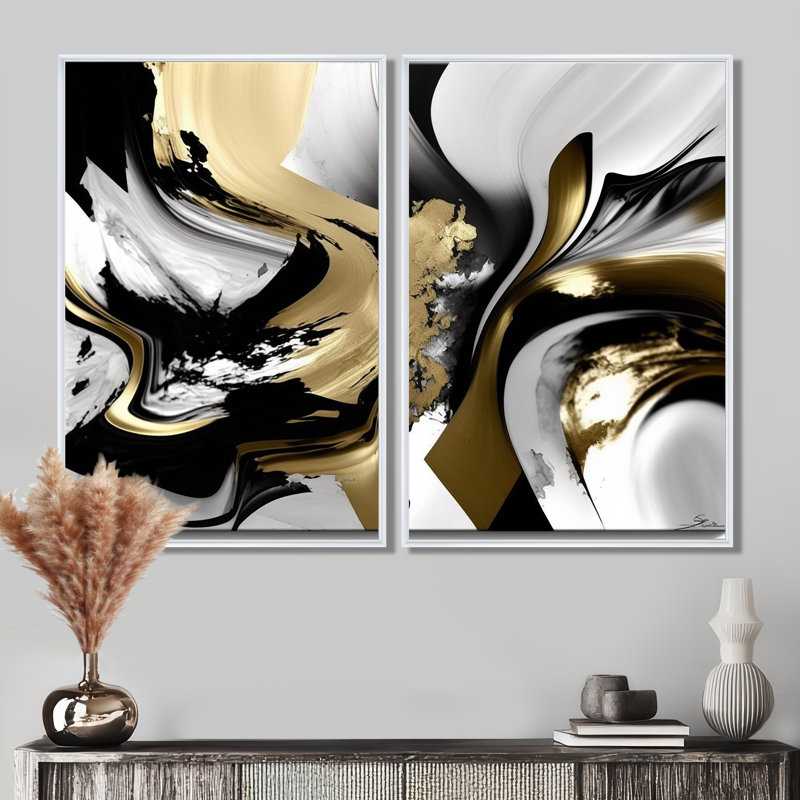 Nealon - art mural moderne sur toile, H 36 po x l 48 po, Impression encadrée flottante, Blanc