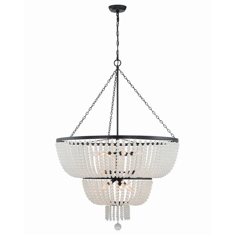 Fredrick 8 - Light Dimmable Empire Chandelier, Frosted Glass Beads, 12