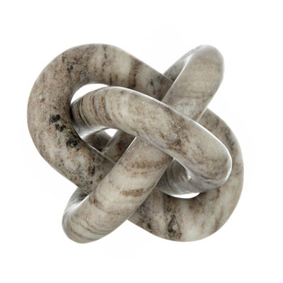 6X6x6" Decorative Marble Chain Sculpture, Cream