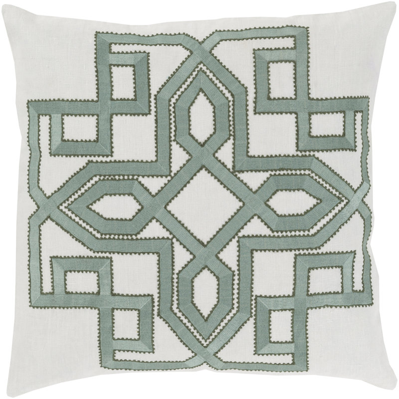 Geometric Throw Pillow, 18" H x 18" W x 0.25" D, Gray\Green, Pillow Cover Only - No Insert