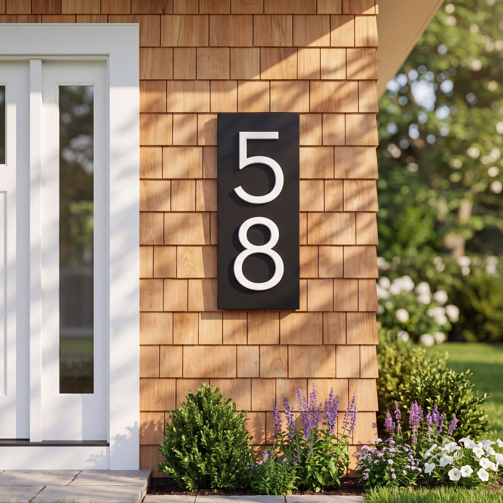 Wall Address Plaque, Black, Silver